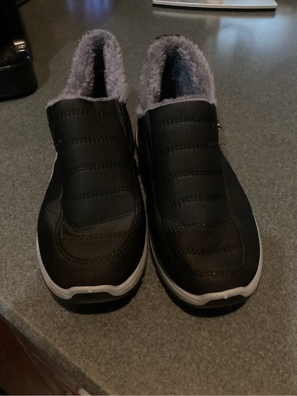 Kids Black Fleece-Lined Slip-On Shoes
